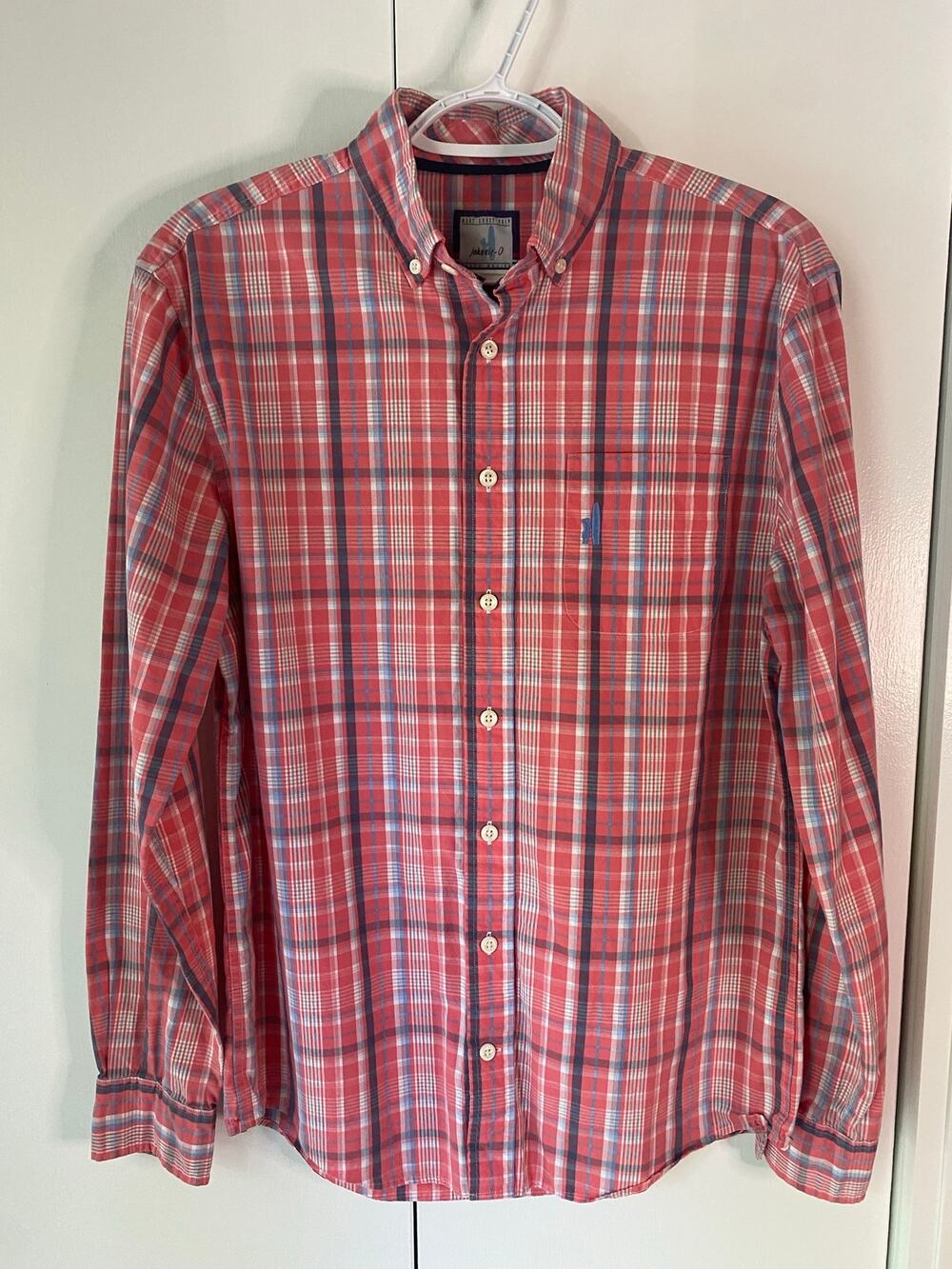 Johnnie-O West Coast Prep Plaid Button Down Shirt Sz S Pink/Blue